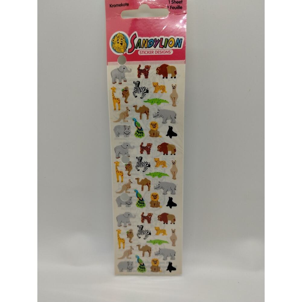 Vintage Sandylion Kromekote Zoo Jungle Safari Wild Animals Mini Stickers